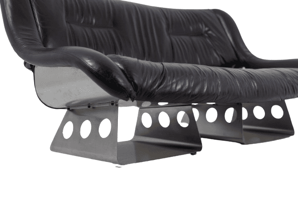 Metal and Leather Living Room Set, 1970s - Image 21