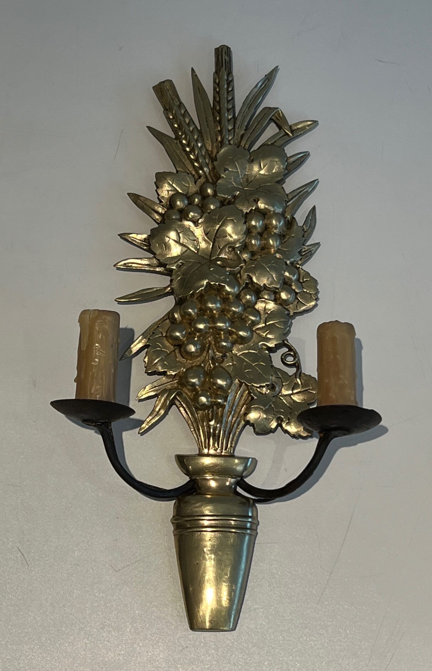 Pair of Bronze and Wrought Iron Sconces - Image 6