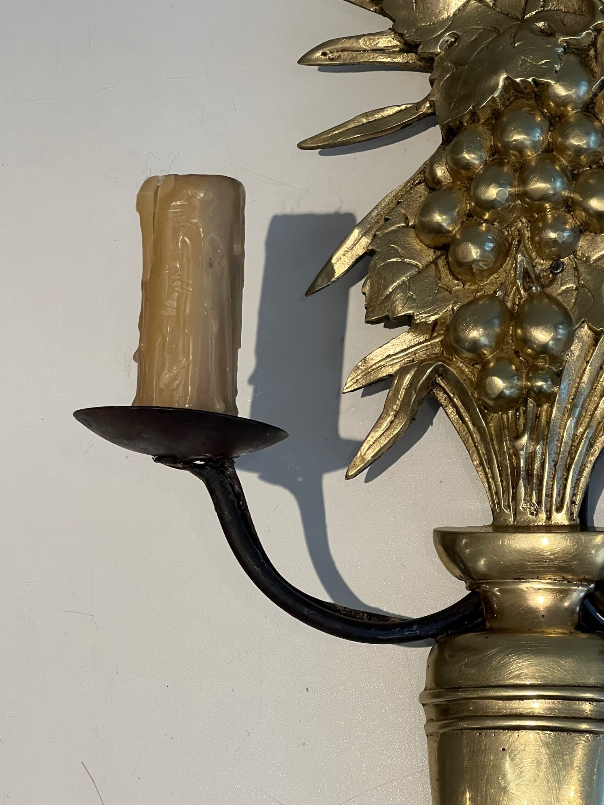 Pair of Bronze and Wrought Iron Sconces - Image 8