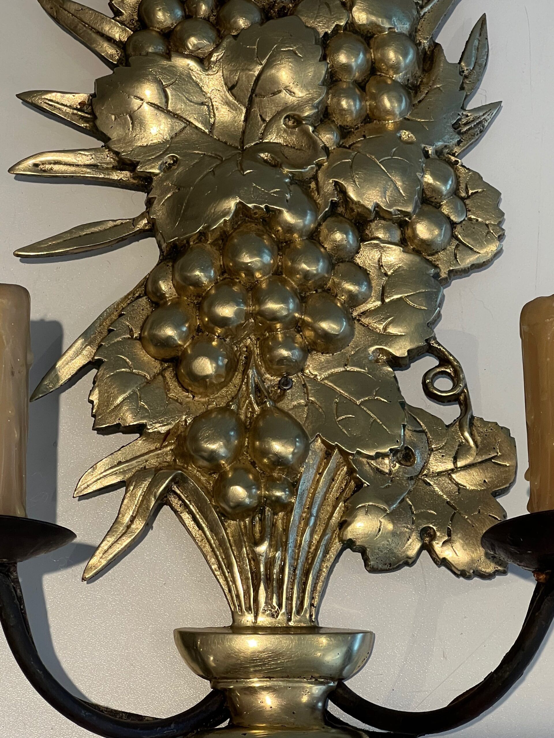 Pair of Bronze and Wrought Iron Sconces - Image 9