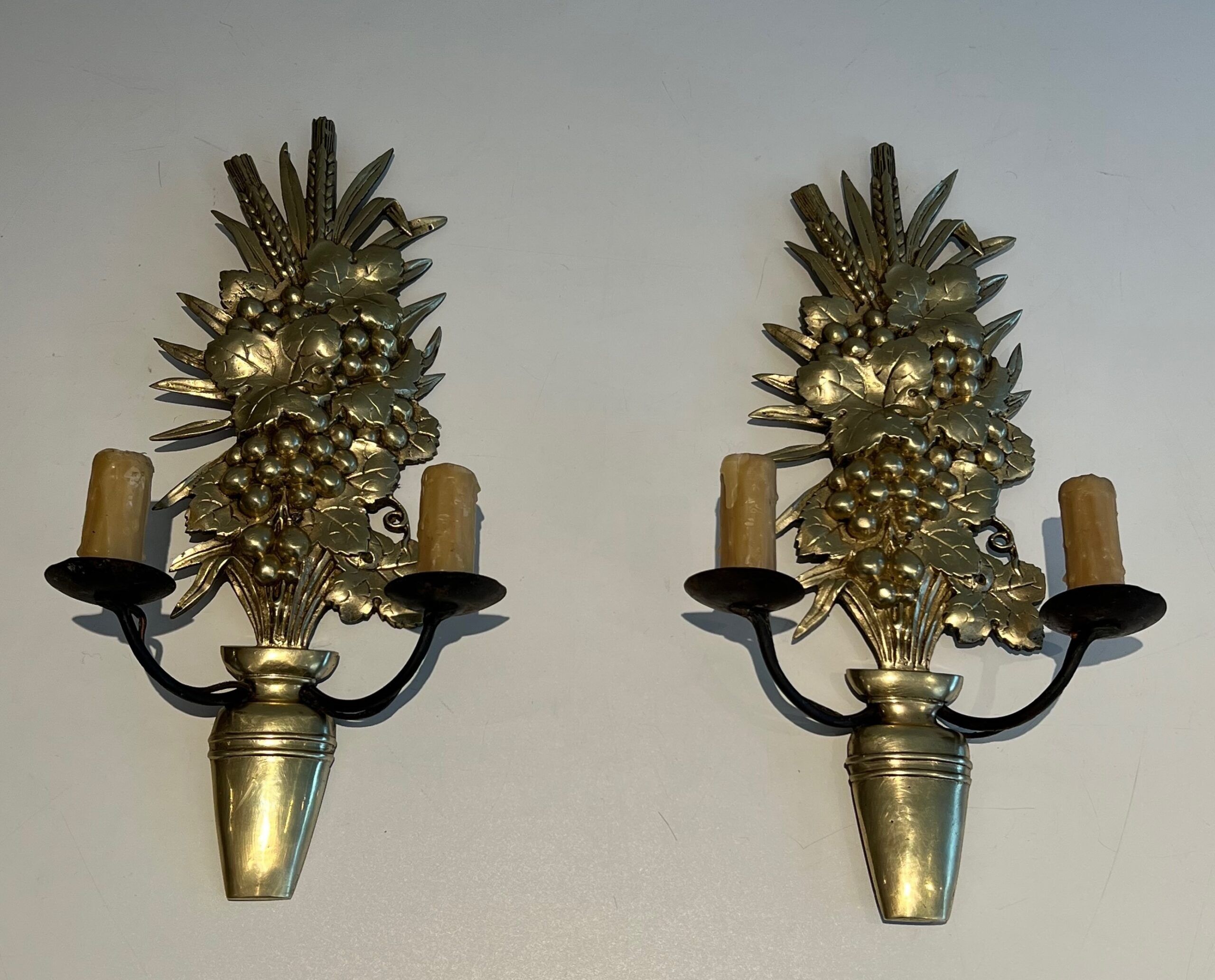 Pair of Bronze and Wrought Iron Sconces - Image 13