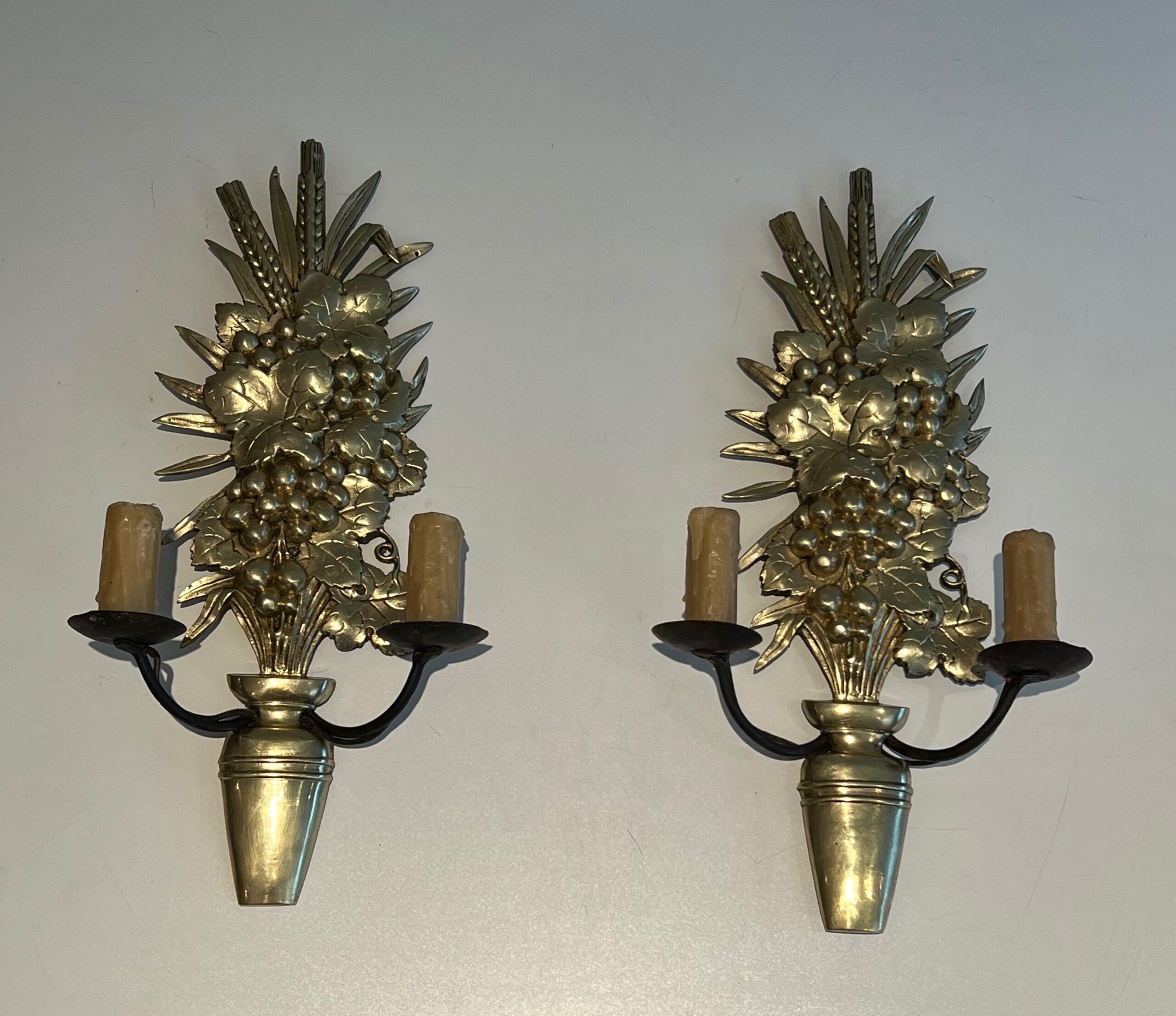Pair of Bronze and Wrought Iron Sconces - Image 22