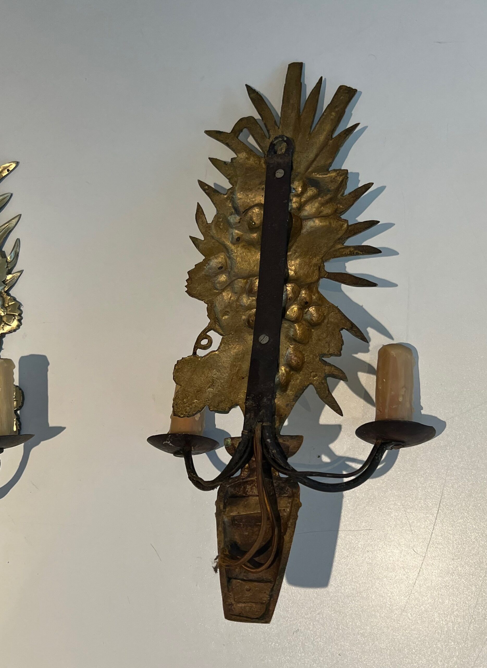 Pair of Bronze and Wrought Iron Sconces - Image 25