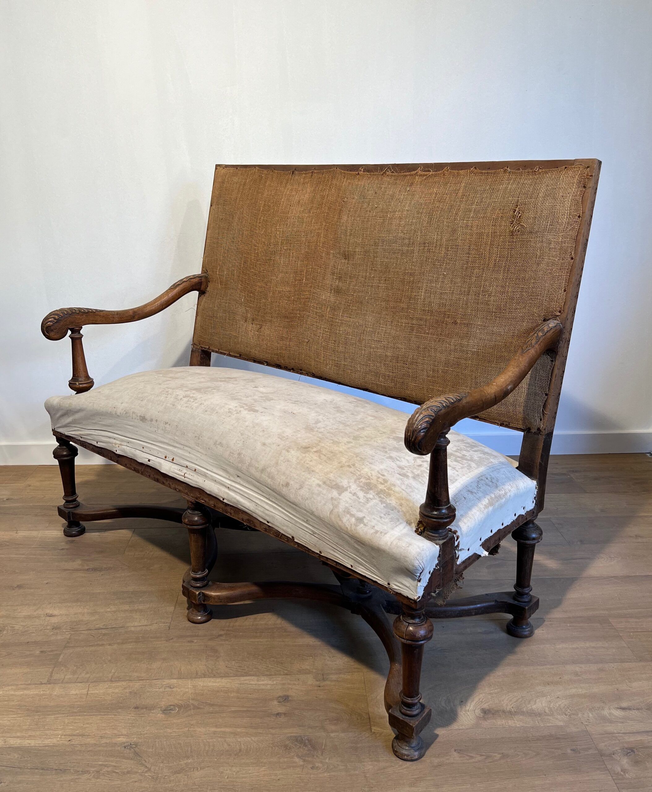 Louis XIII Style High-Backed Walnut Sofa - Image 4