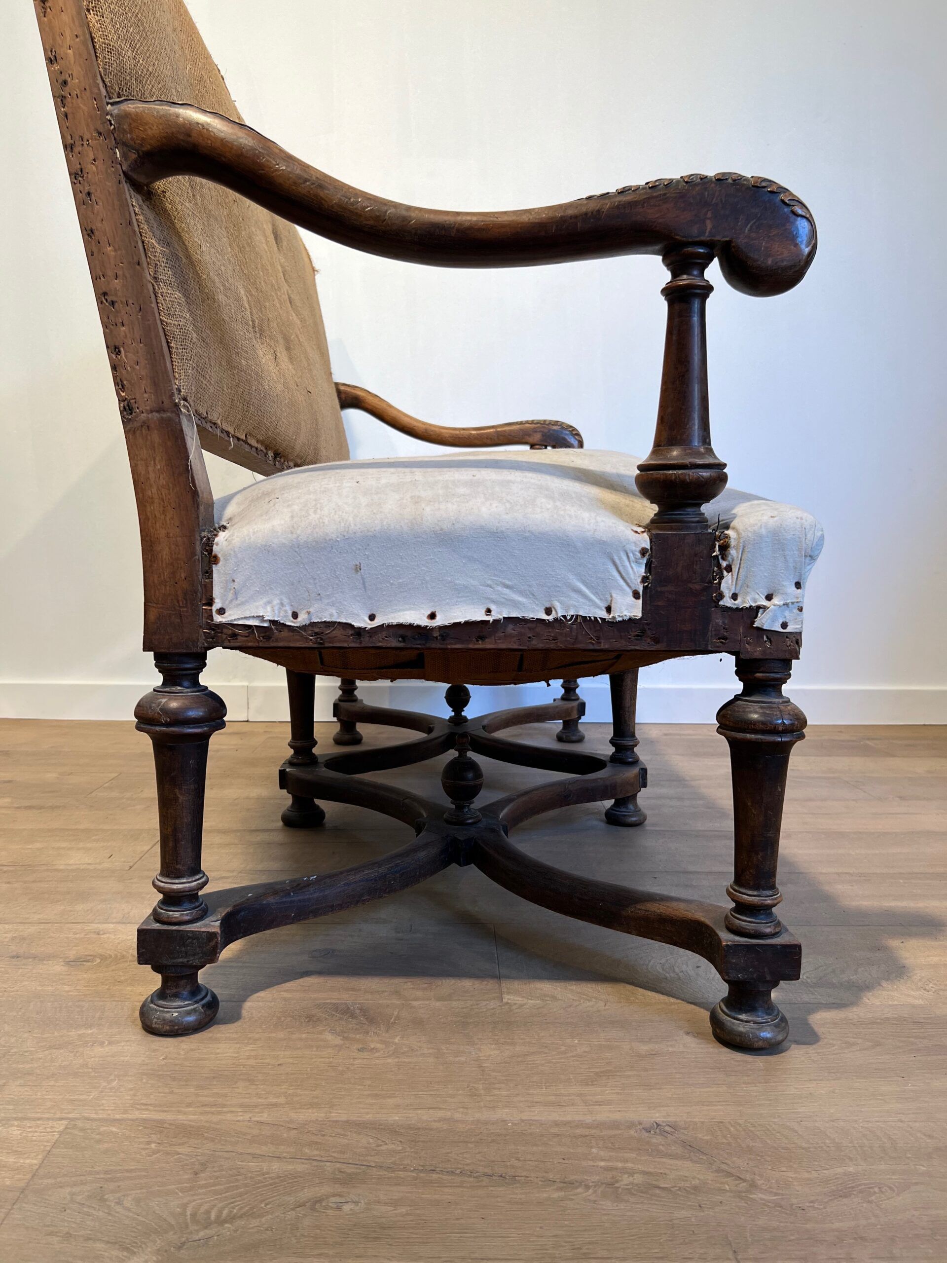 Louis XIII Style High-Backed Walnut Sofa - Image 8