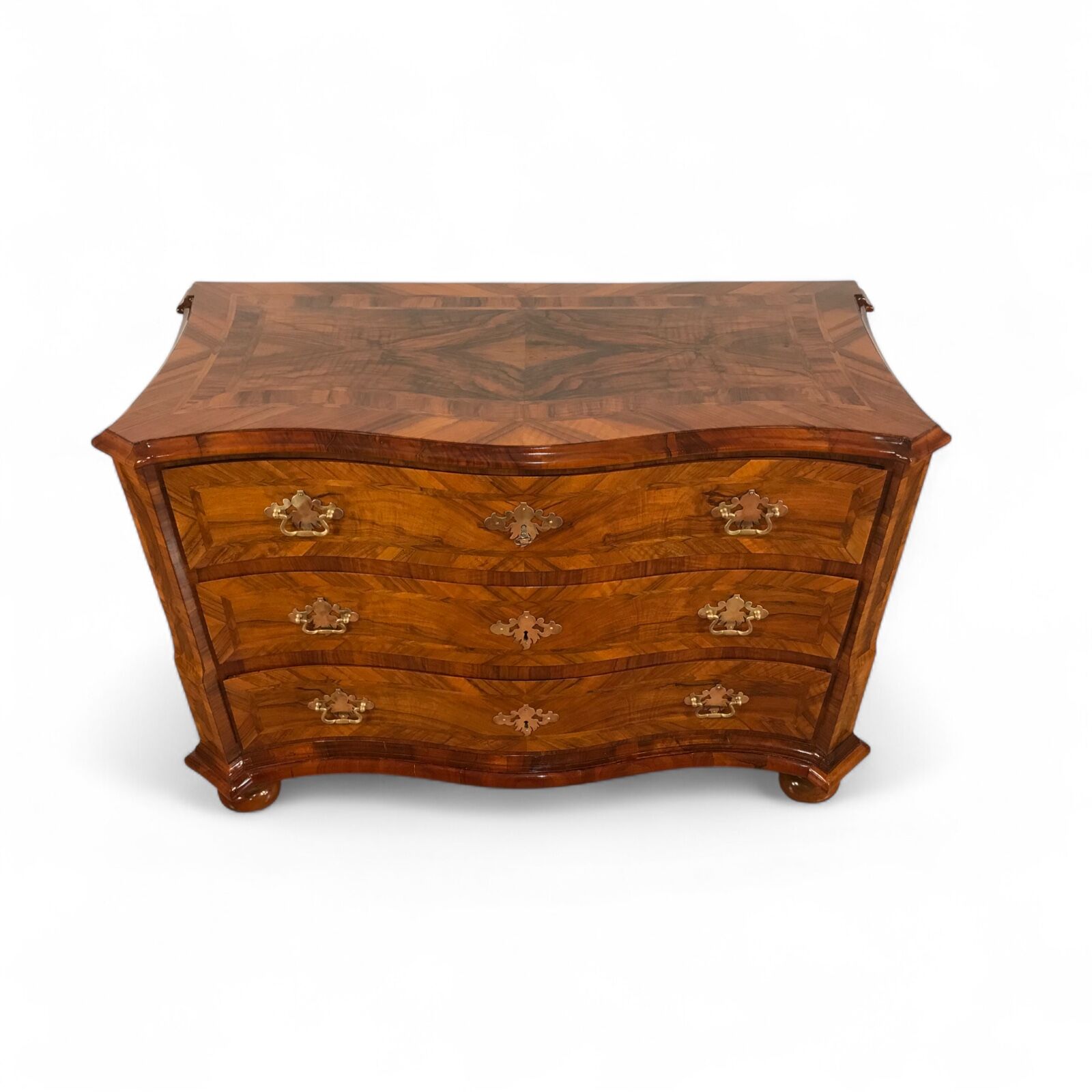 European Baroque cabinet on bun feet with inlaid walnut veneer, circa 1750- Styylish