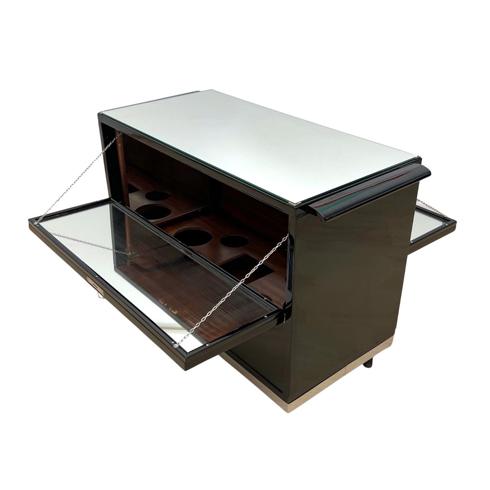 French Art Deco Bar Cart, black lacquer- Styylish