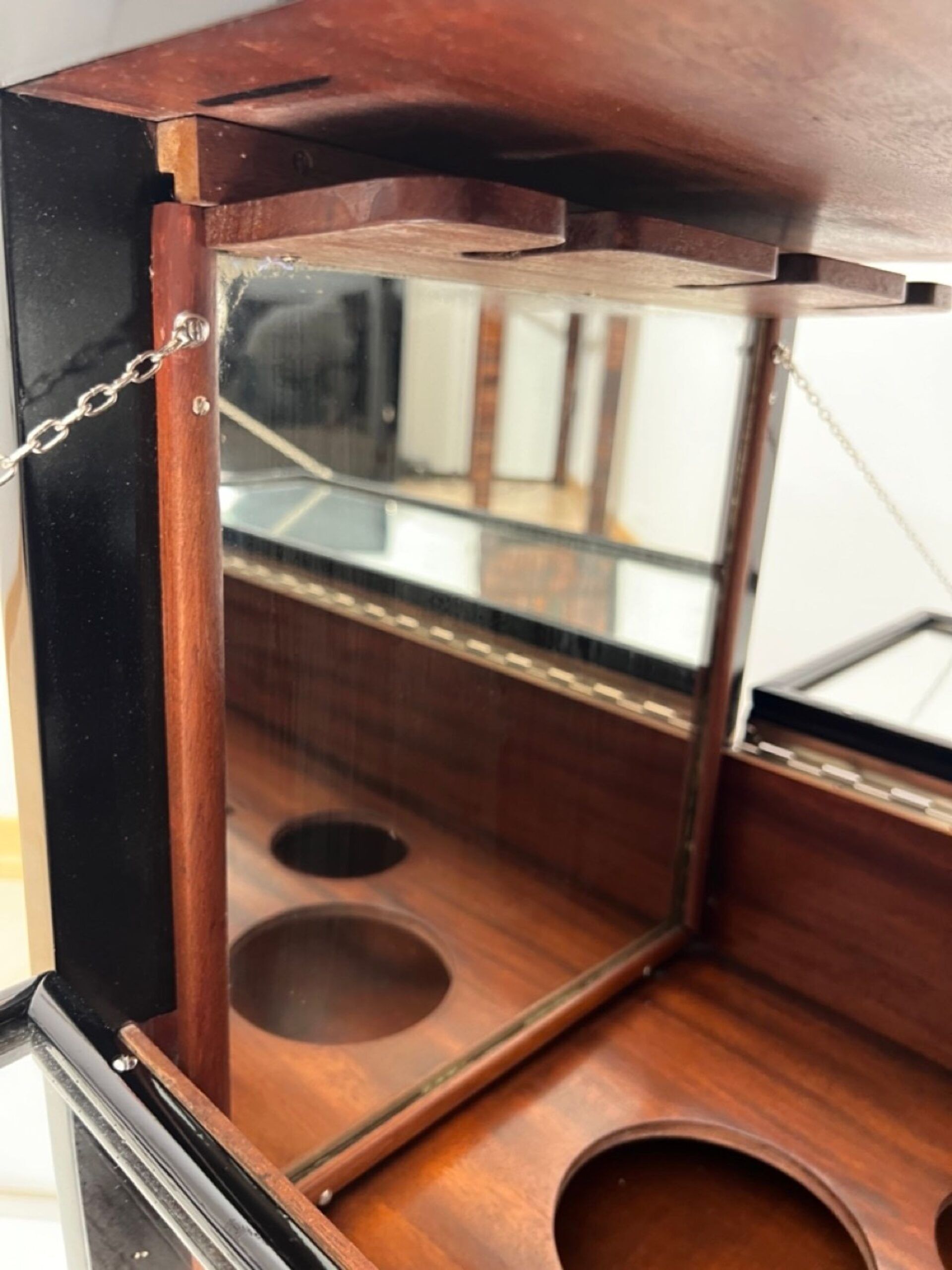 French Art Deco Bar Cart, Black Lacquer, France circa 1930 - Image 14