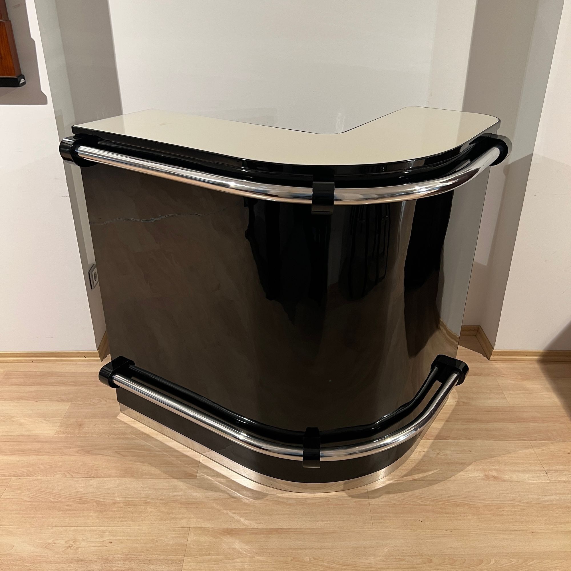 Art Deco Corner Bar with 4 Stools, France circa 1930 - Image 3