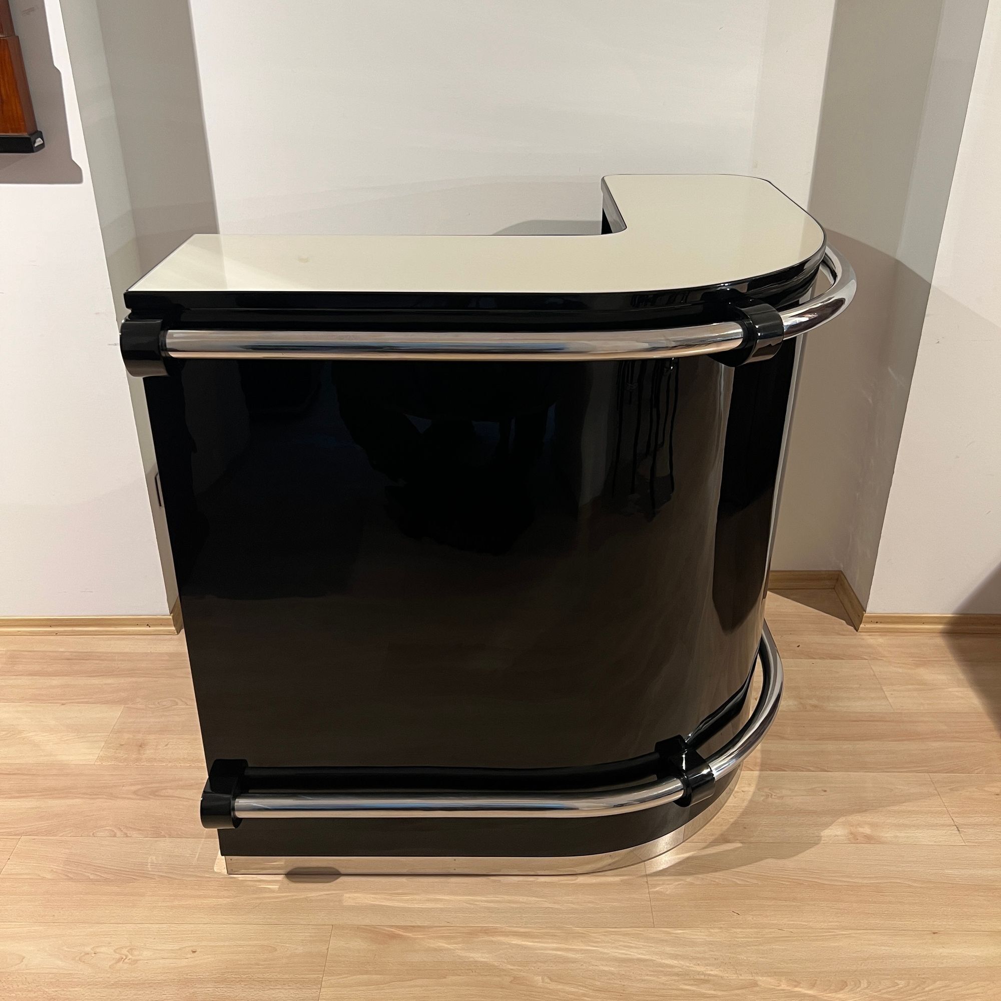 Art Deco Corner Bar with 4 Stools, France circa 1930 - Image 4