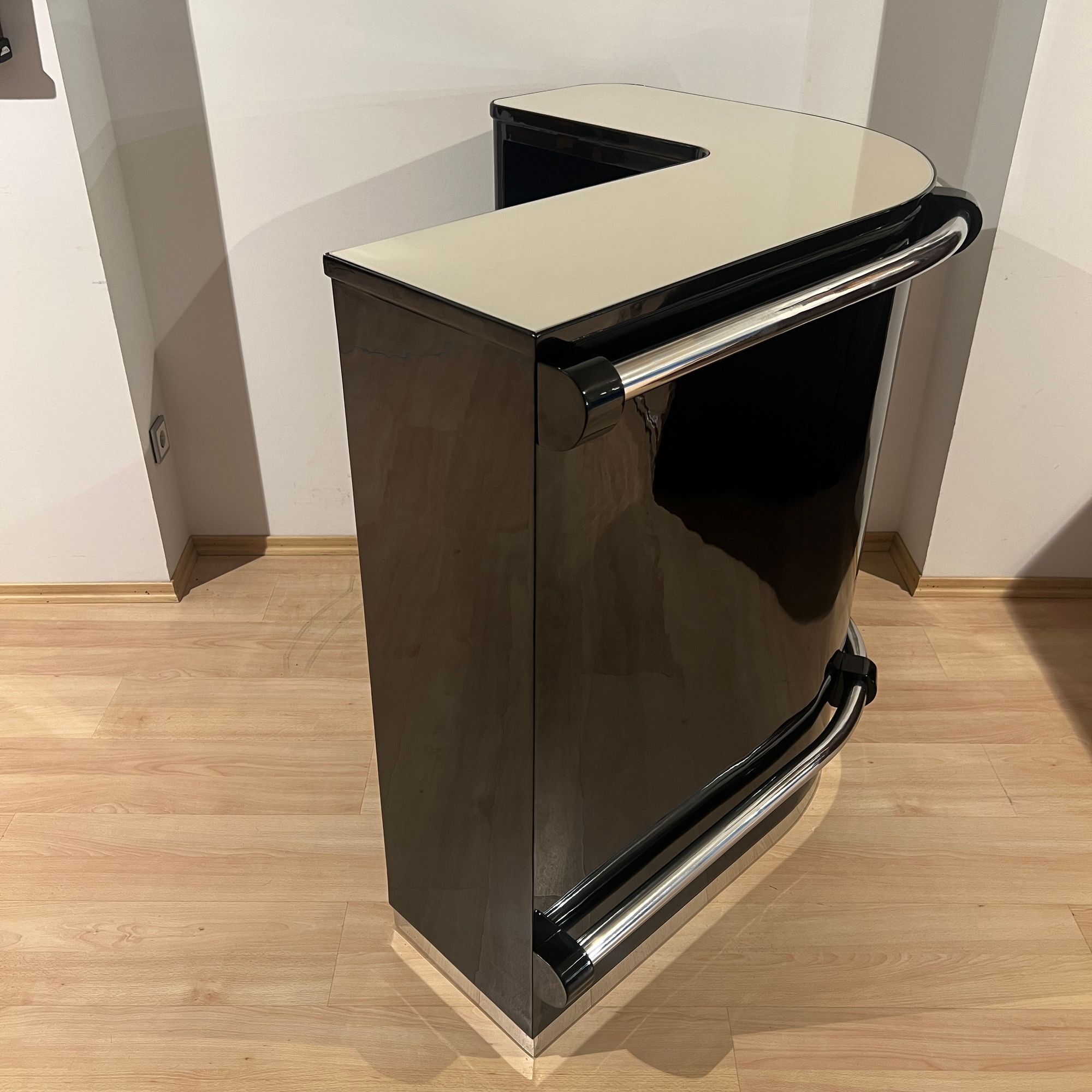 Art Deco Corner Bar with 4 Stools, France circa 1930 - Image 5