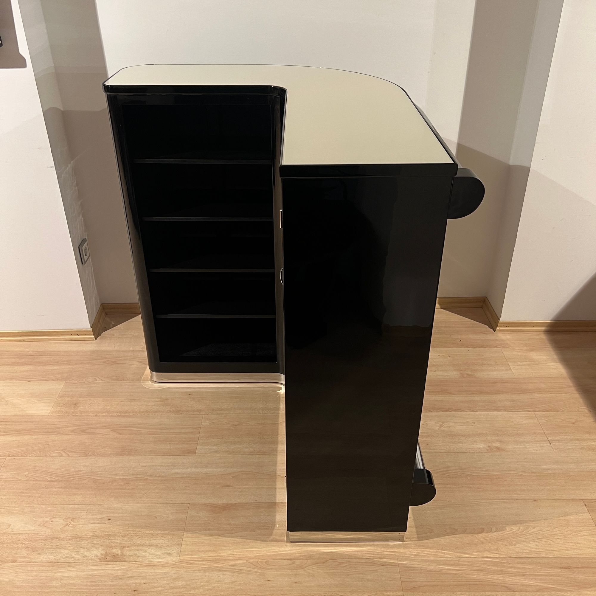 Art Deco Corner Bar with 4 Stools, France circa 1930 - Image 6