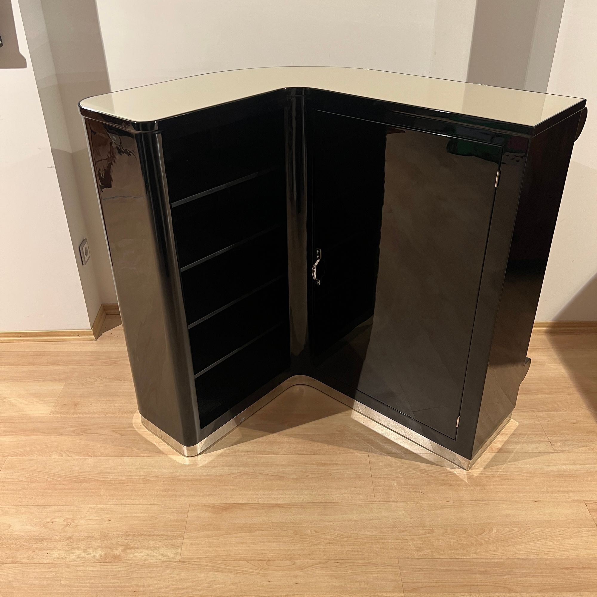 Art Deco Corner Bar with 4 Stools, France circa 1930 - Image 7