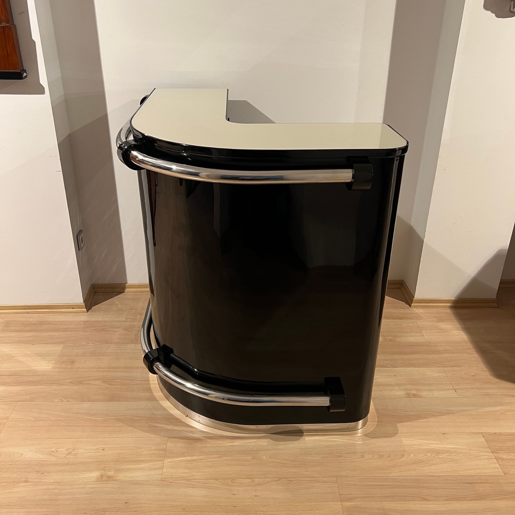 Art Deco Corner Bar with 4 Stools, France circa 1930 - Image 10