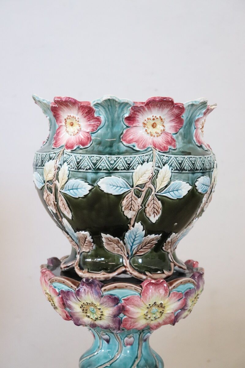 Art Nouveau Column with Ceramic Vase, Early 20th Century - Image 2
