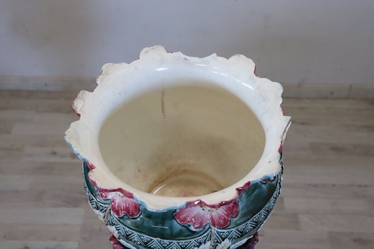 Art Nouveau Column with Ceramic Vase, Early 20th Century - Image 5