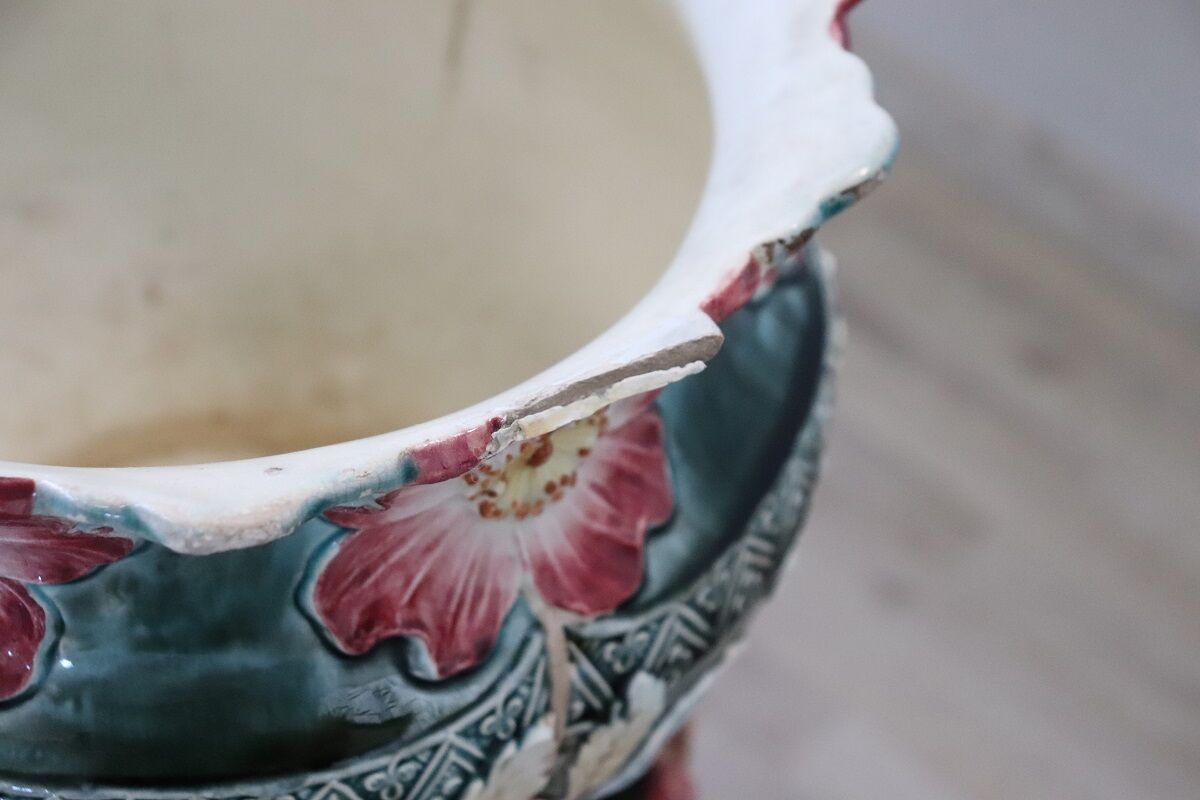 Art Nouveau Column with Ceramic Vase, Early 20th Century - Image 6