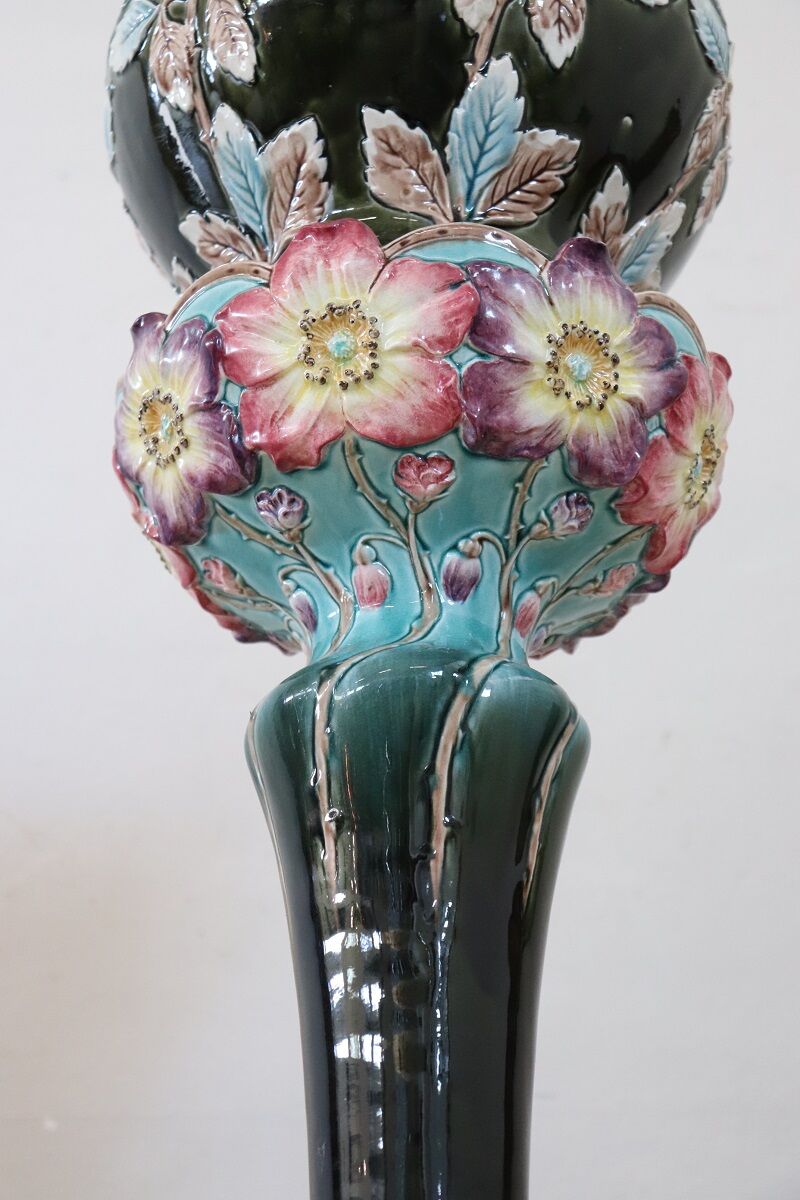 Art Nouveau Column with Ceramic Vase, Early 20th Century - Image 15