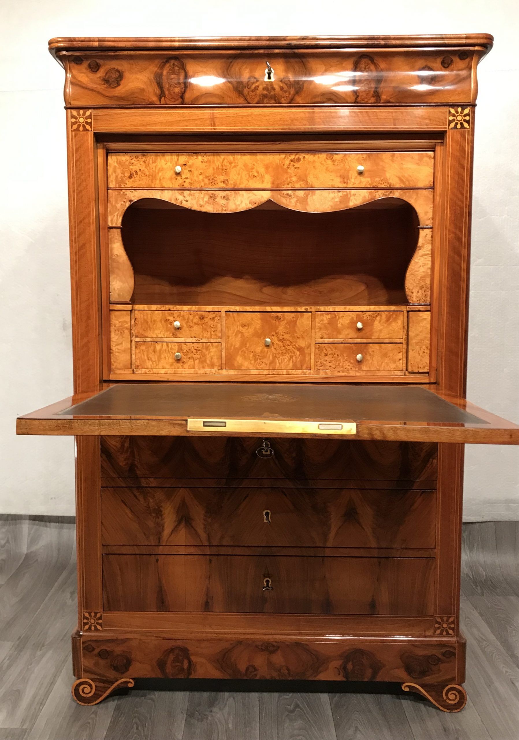 Drop front secretary desk- view with open flap- styylish