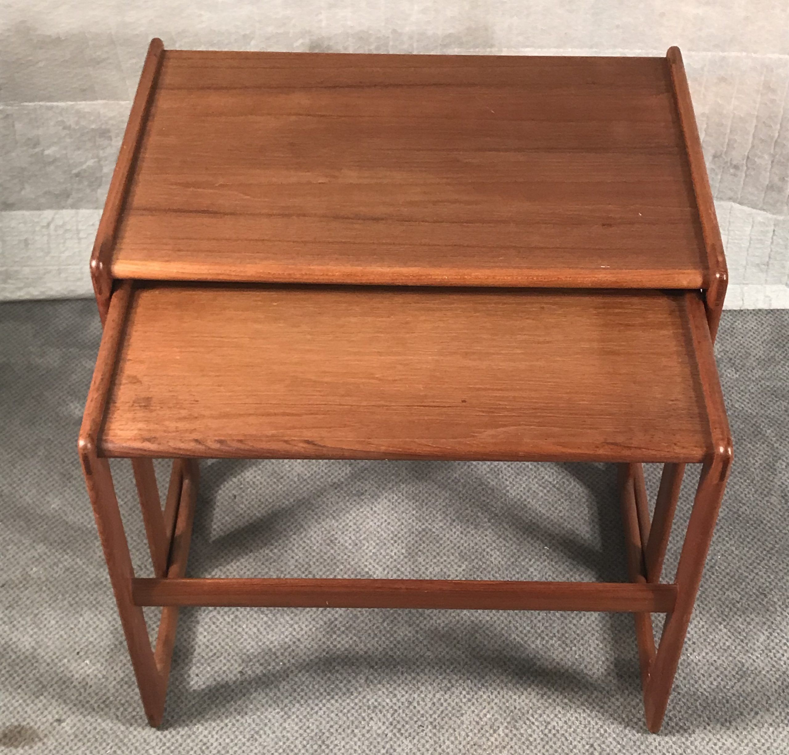 Mid-century Nesting tables- teak wood front view- Styylish