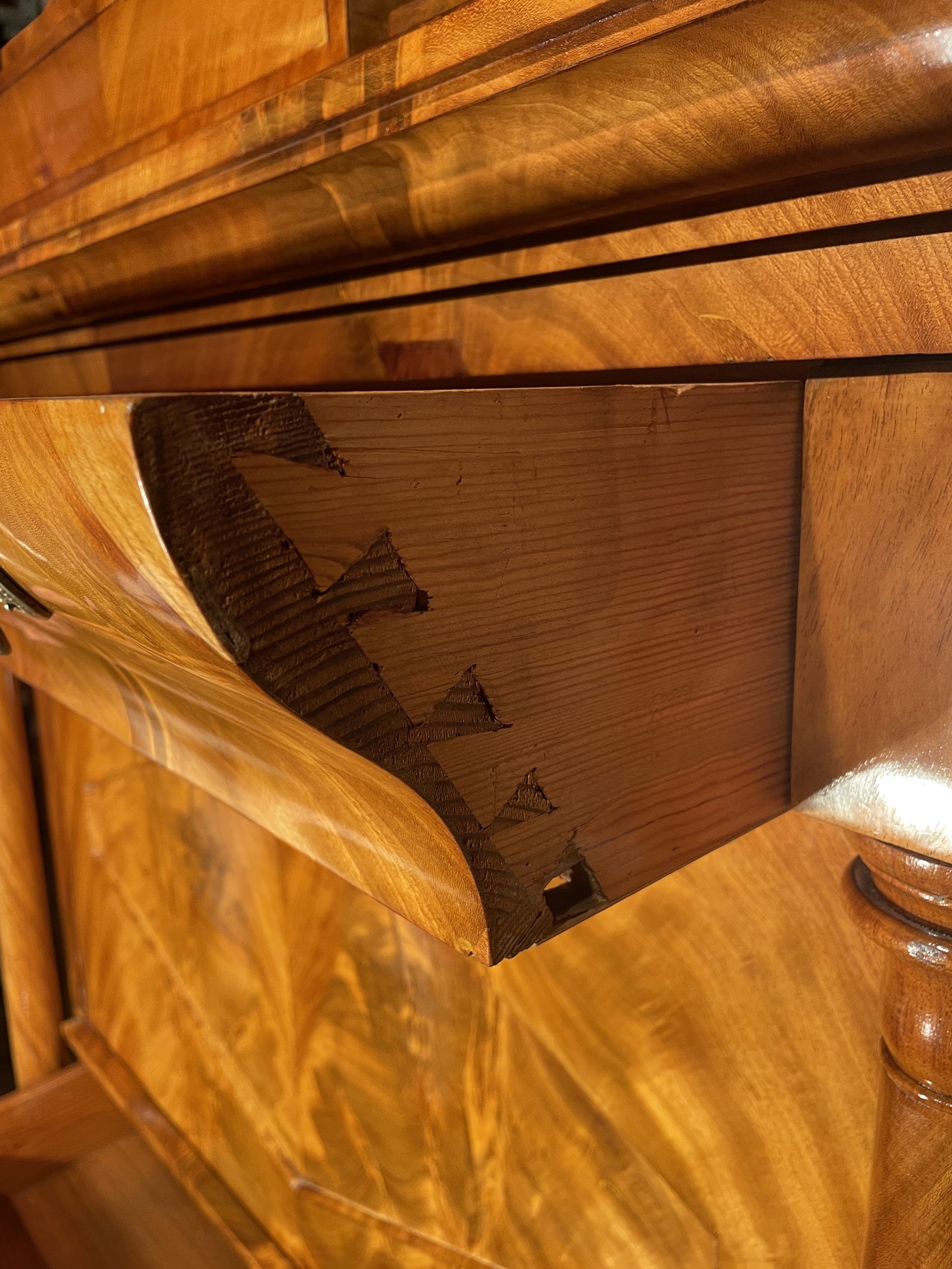 Biedermeier Secretary Desk- side view of drawer- styylish