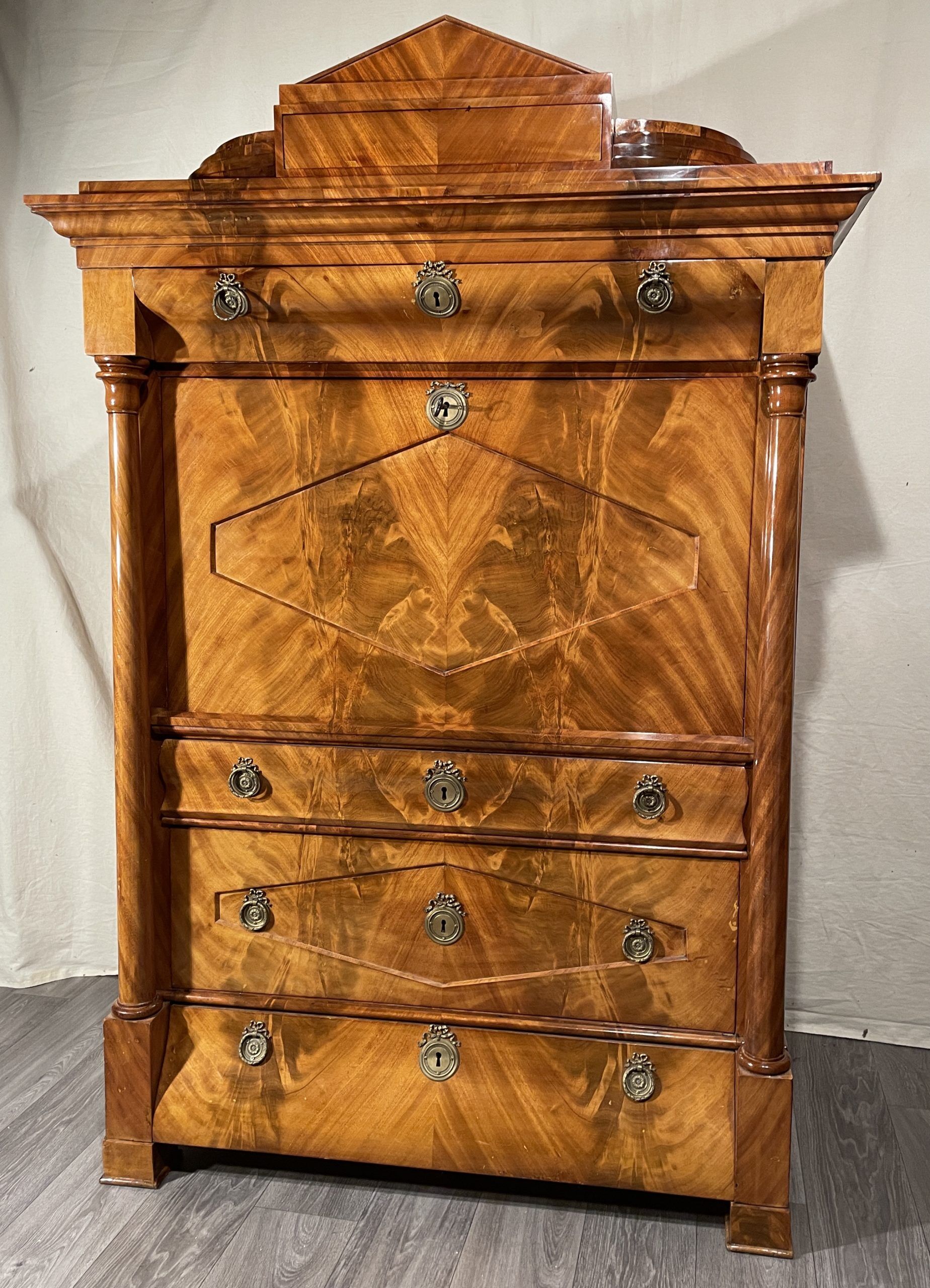 Biedermeier Secretary Desk- front view with closed writing flap- styylish