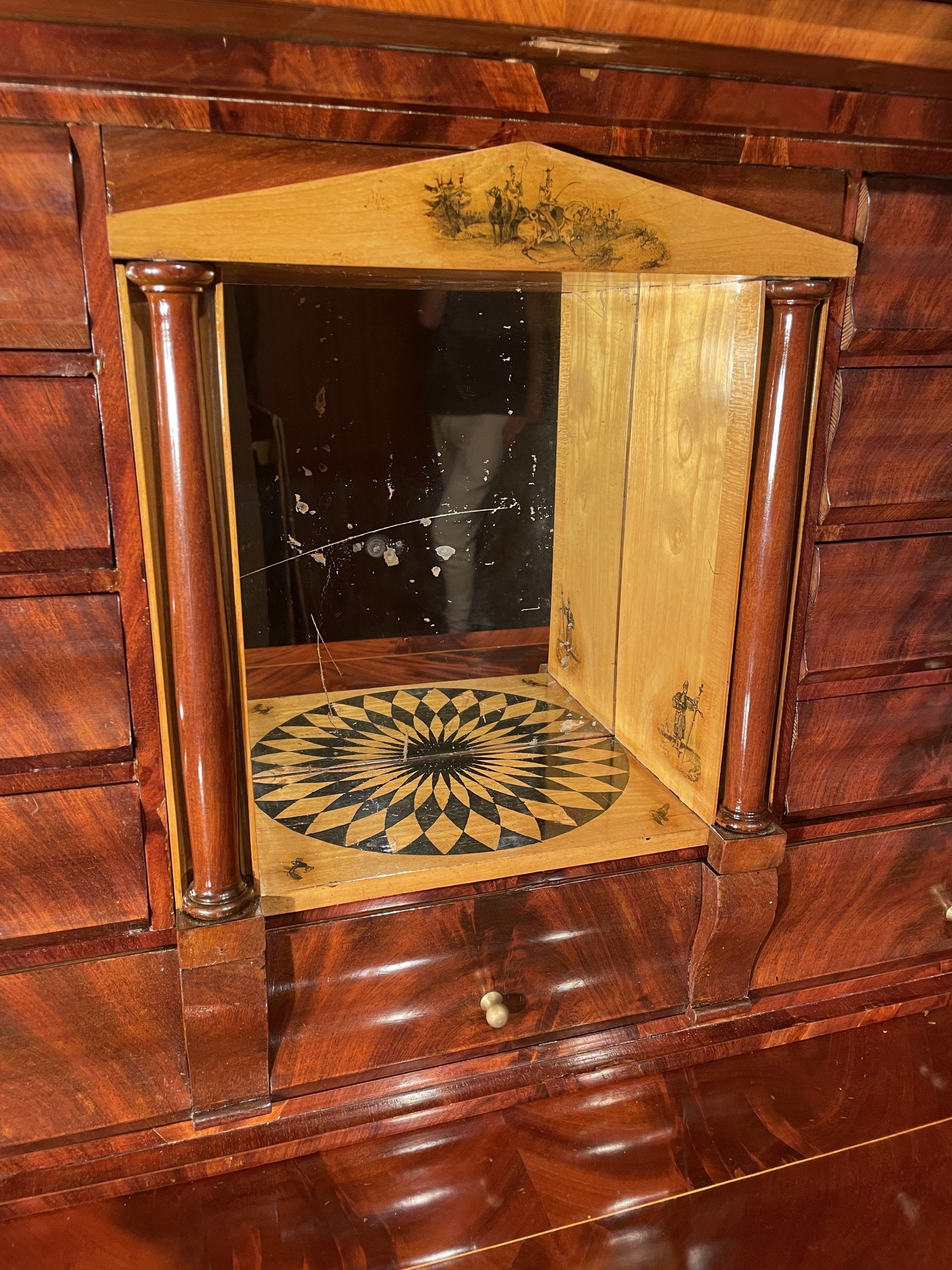 Biedermeier Secretary Desk- open compartment inside- styylish