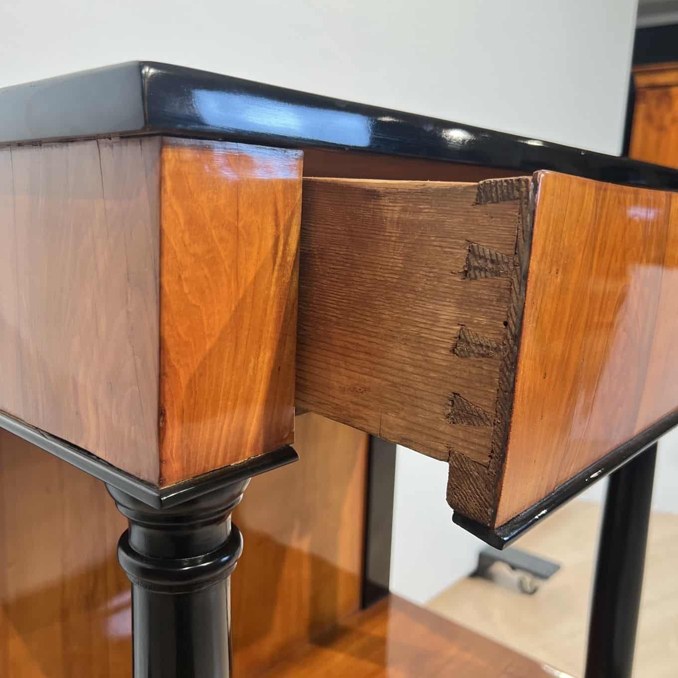 Biedermeier Console Table, Two Drawers, Cherry Veneer, South Germany circa 1820 - Image 17