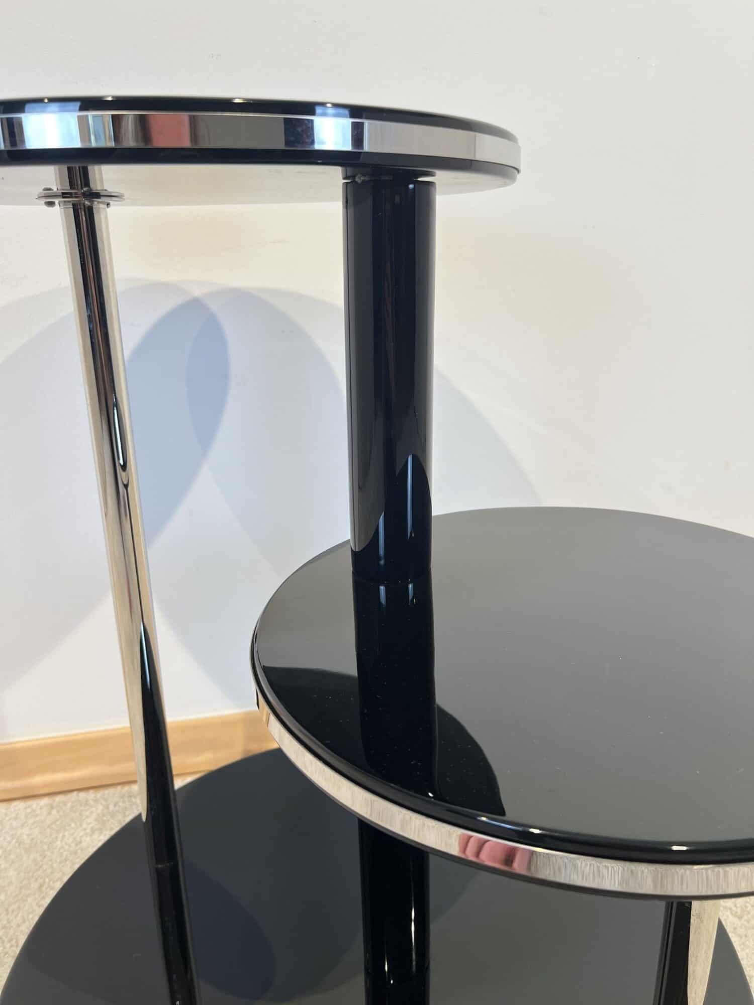 Art Deco Round Side Table - Chrome Edge - Styylish