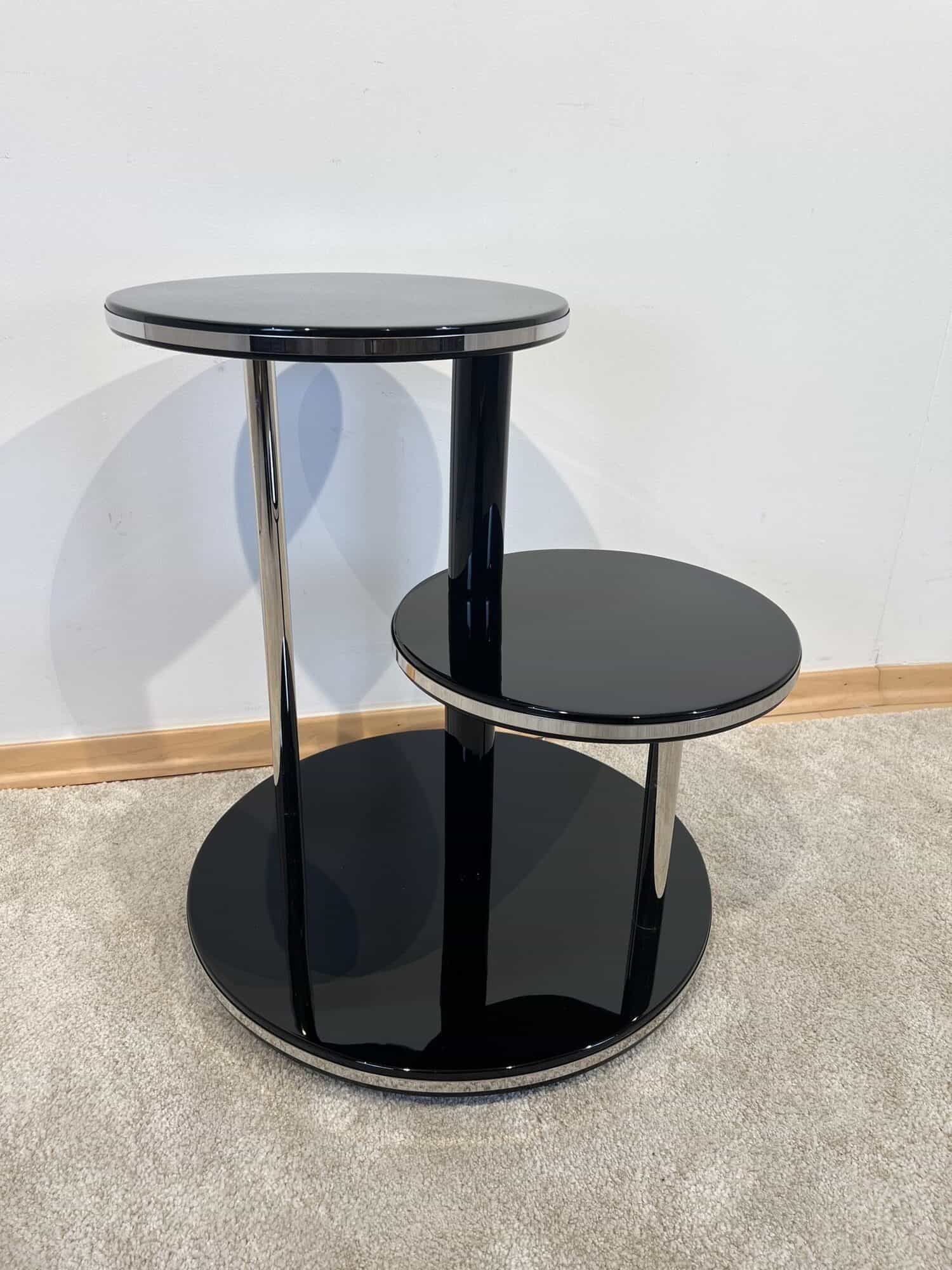 Art Deco Round Side Table - Chrome Detail - Styylish