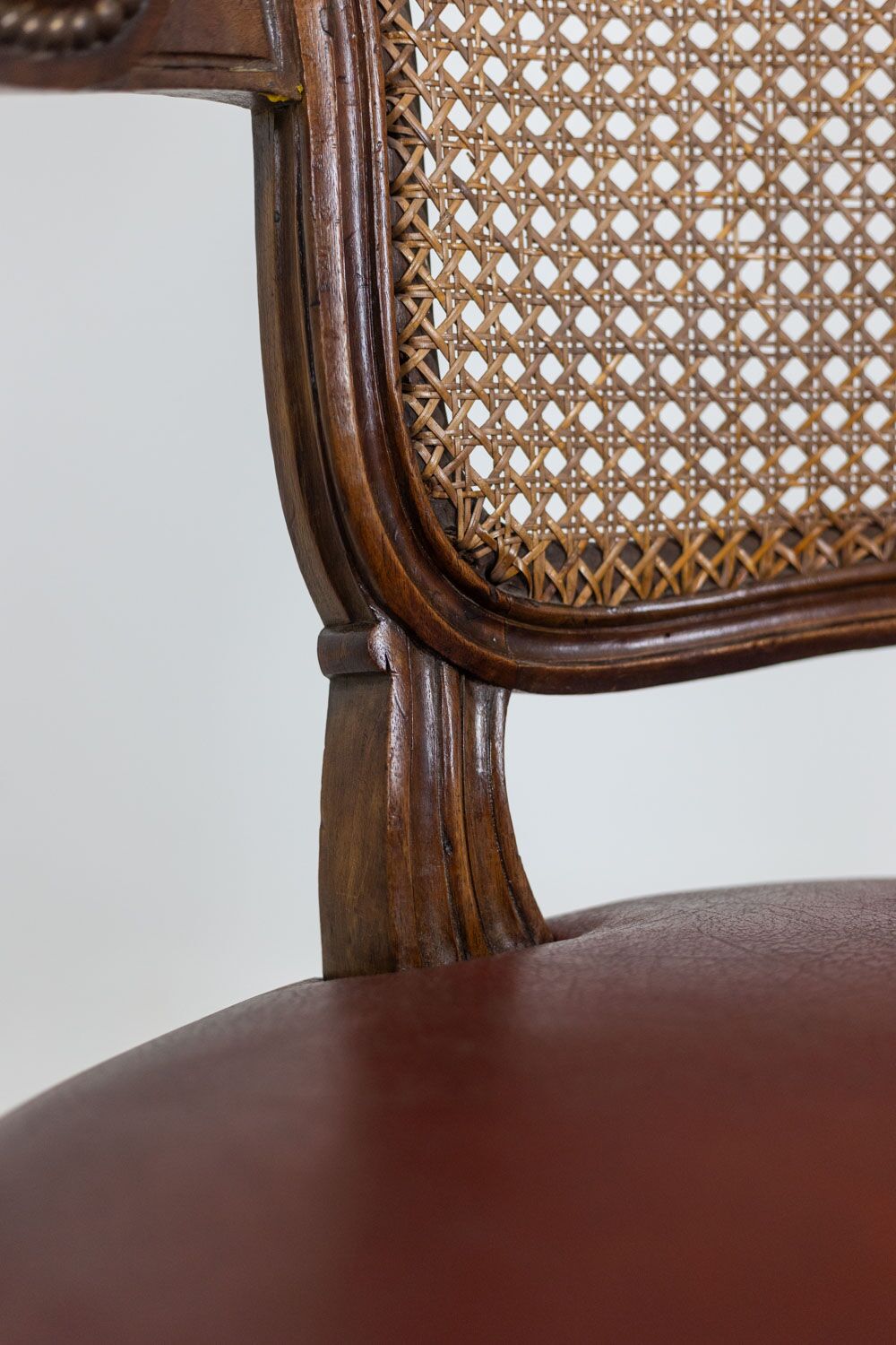 Pair of “Cabriolet” Armchairs in Walnut and Canework, Louis XV Period - Image 9