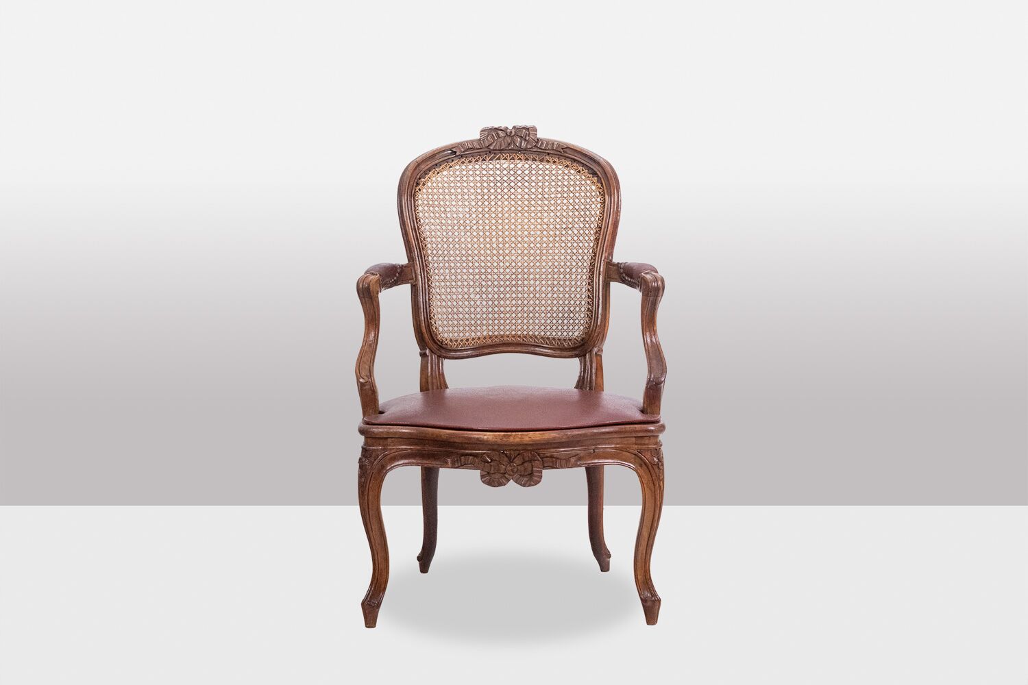 Pair of “Cabriolet” Armchairs in Walnut and Canework, Louis XV Period - Image 2