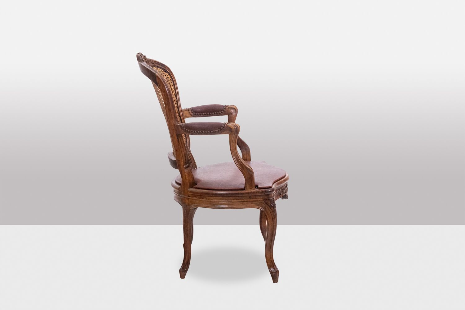 Pair of “Cabriolet” Armchairs in Walnut and Canework, Louis XV Period - Image 4