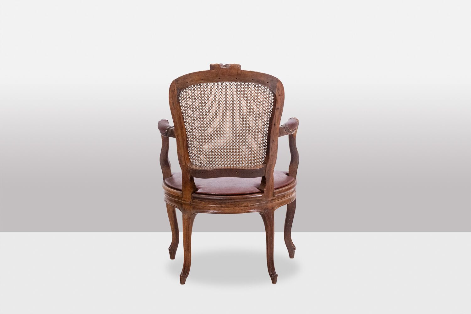 Pair of “Cabriolet” Armchairs in Walnut and Canework, Louis XV Period - Image 5