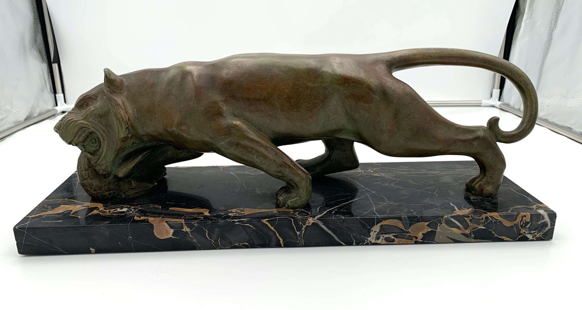 Art Deco Panther Sculpture, Solid Bronze, Signed, France circa 1930 - Image 4