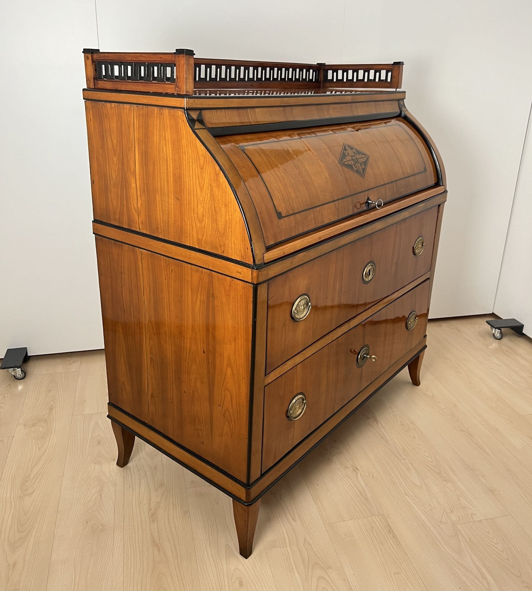 Biedermeier Roll-Top Desk - Side Detail - Styylish