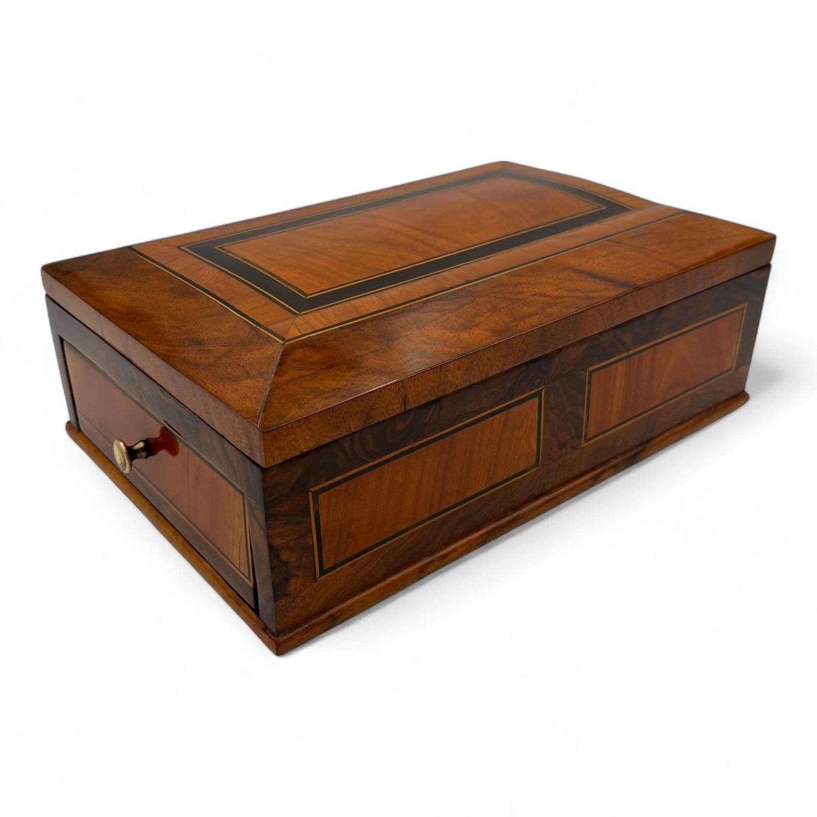Biedermeier Jewelry Box, Walnut, Ebony, Maple, Southern Germany circa 1830