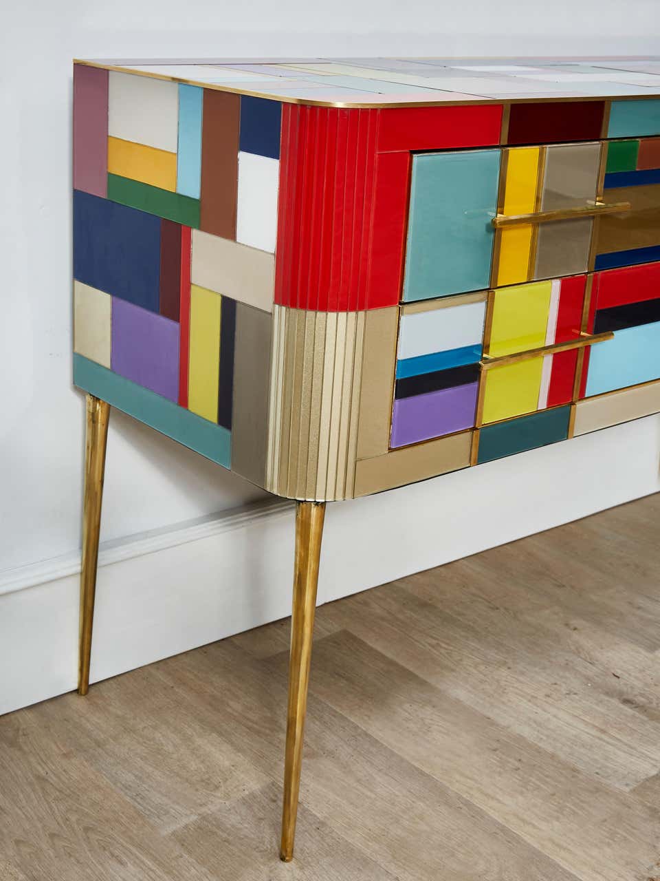 Bespoke Mid Century Style Sideboard, Wood and Glass - Image 4