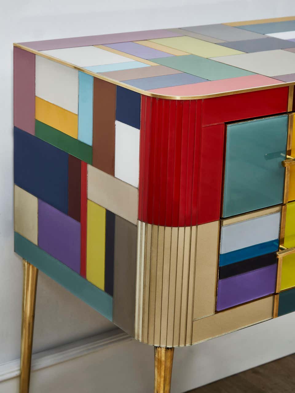 Bespoke Mid Century Style Sideboard, Wood and Glass - Image 5
