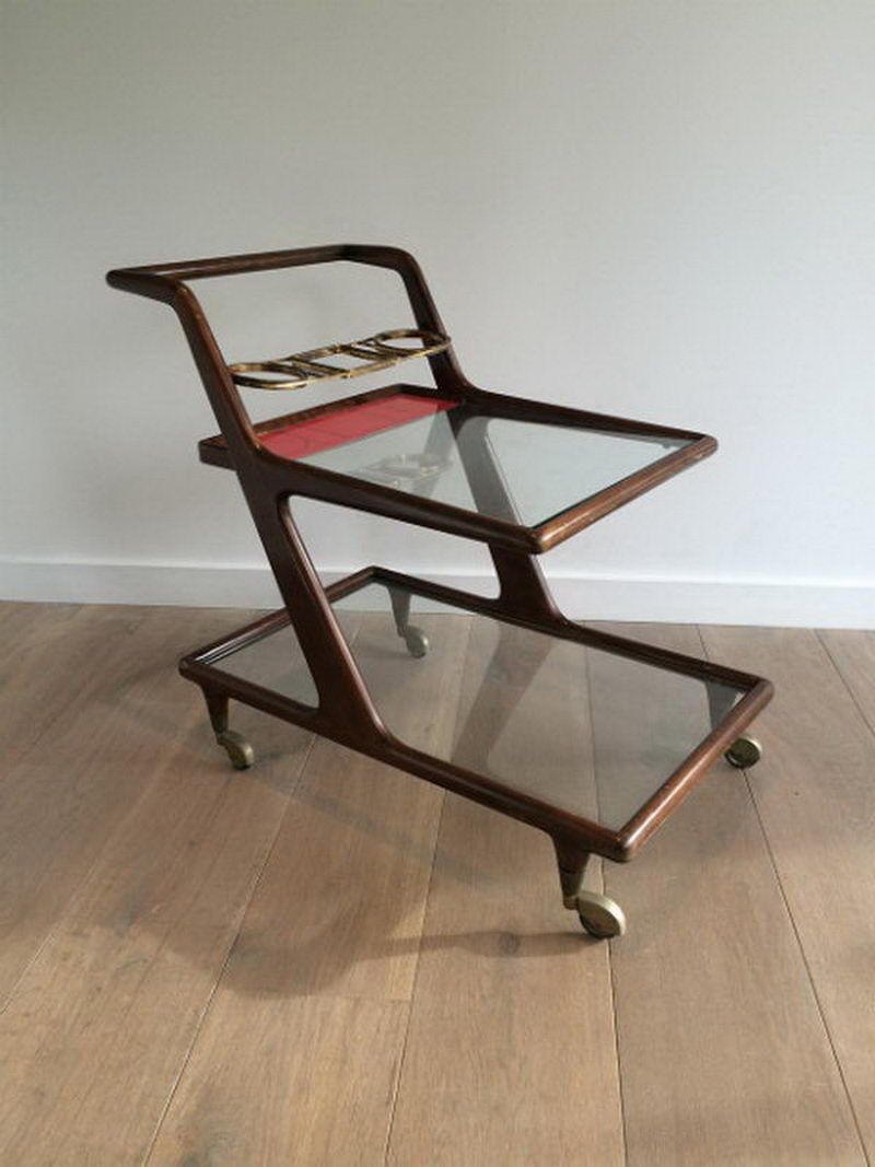 Italian Wood, Brass and Glass Trolley - Image 2