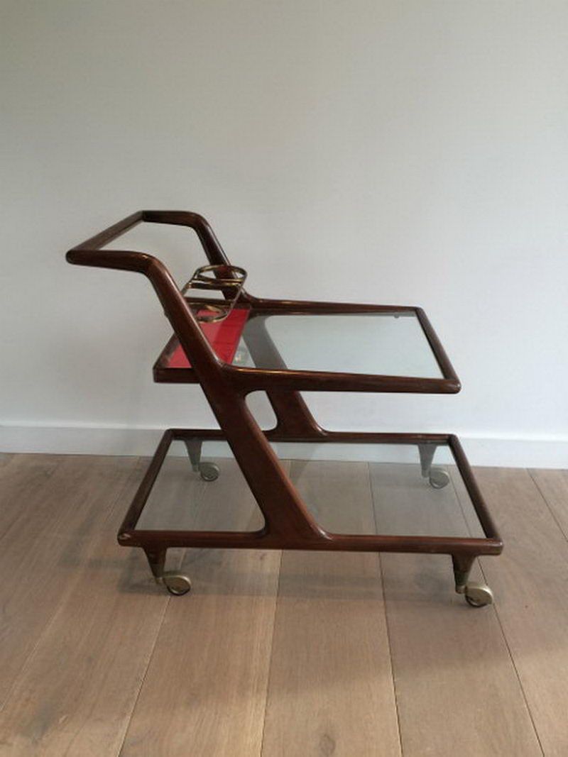 Italian Wood, Brass and Glass Trolley - Image 3