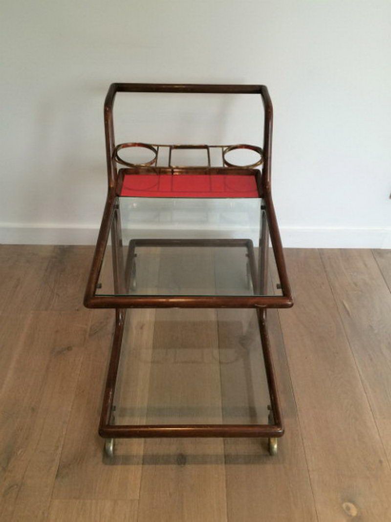Italian Wood, Brass and Glass Trolley - Image 6