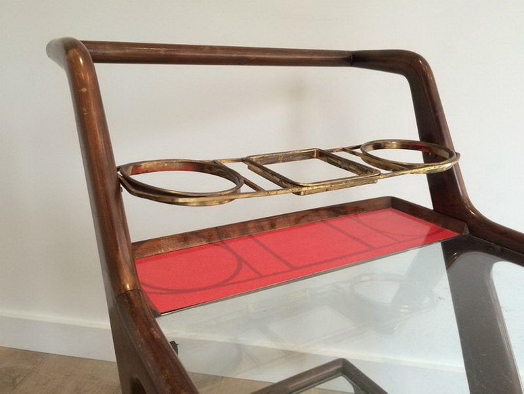 Italian Wood, Brass and Glass Trolley - Image 8