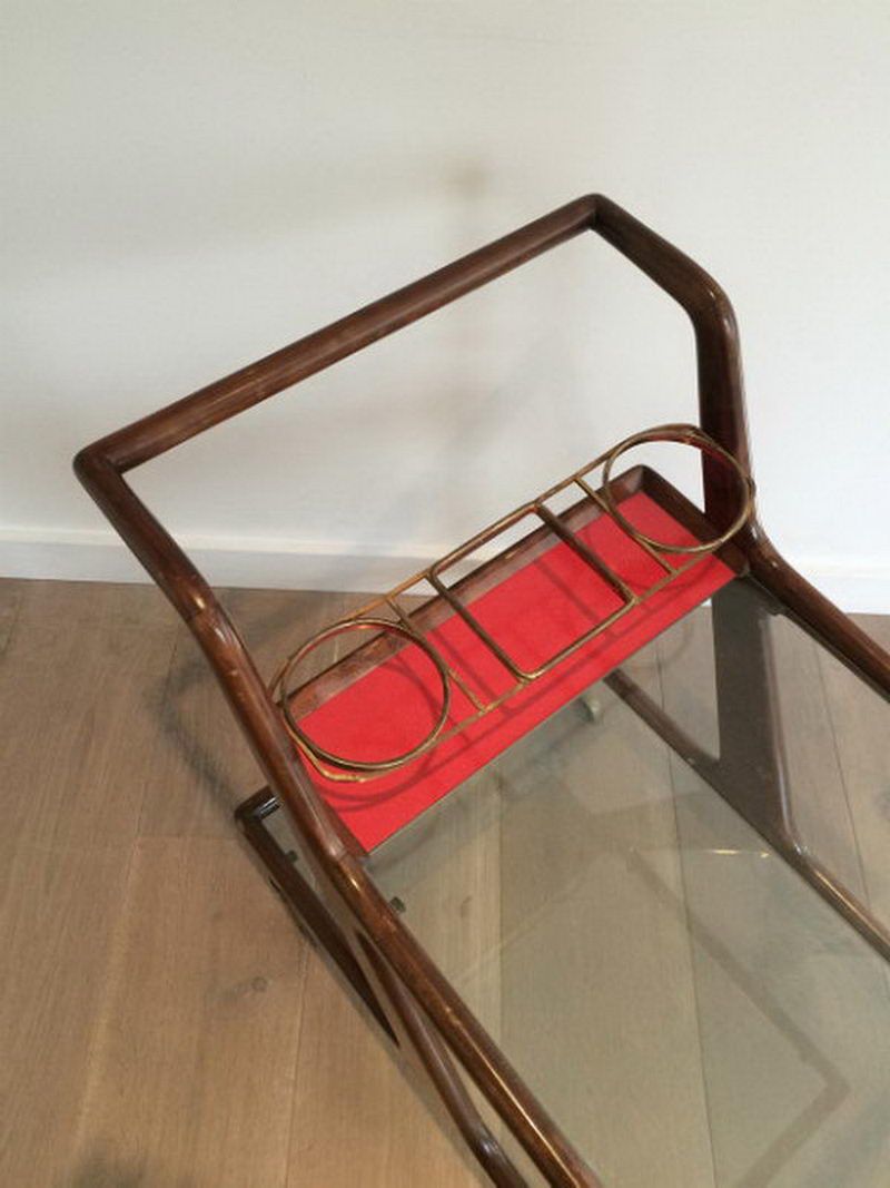 Italian Wood, Brass and Glass Trolley - Image 9