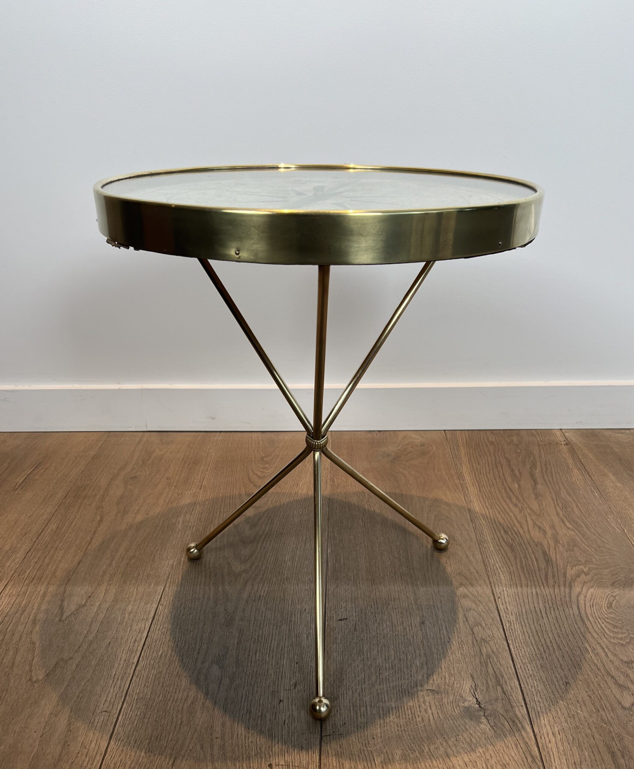 Round Brass "Compass" Side Table - Image 4