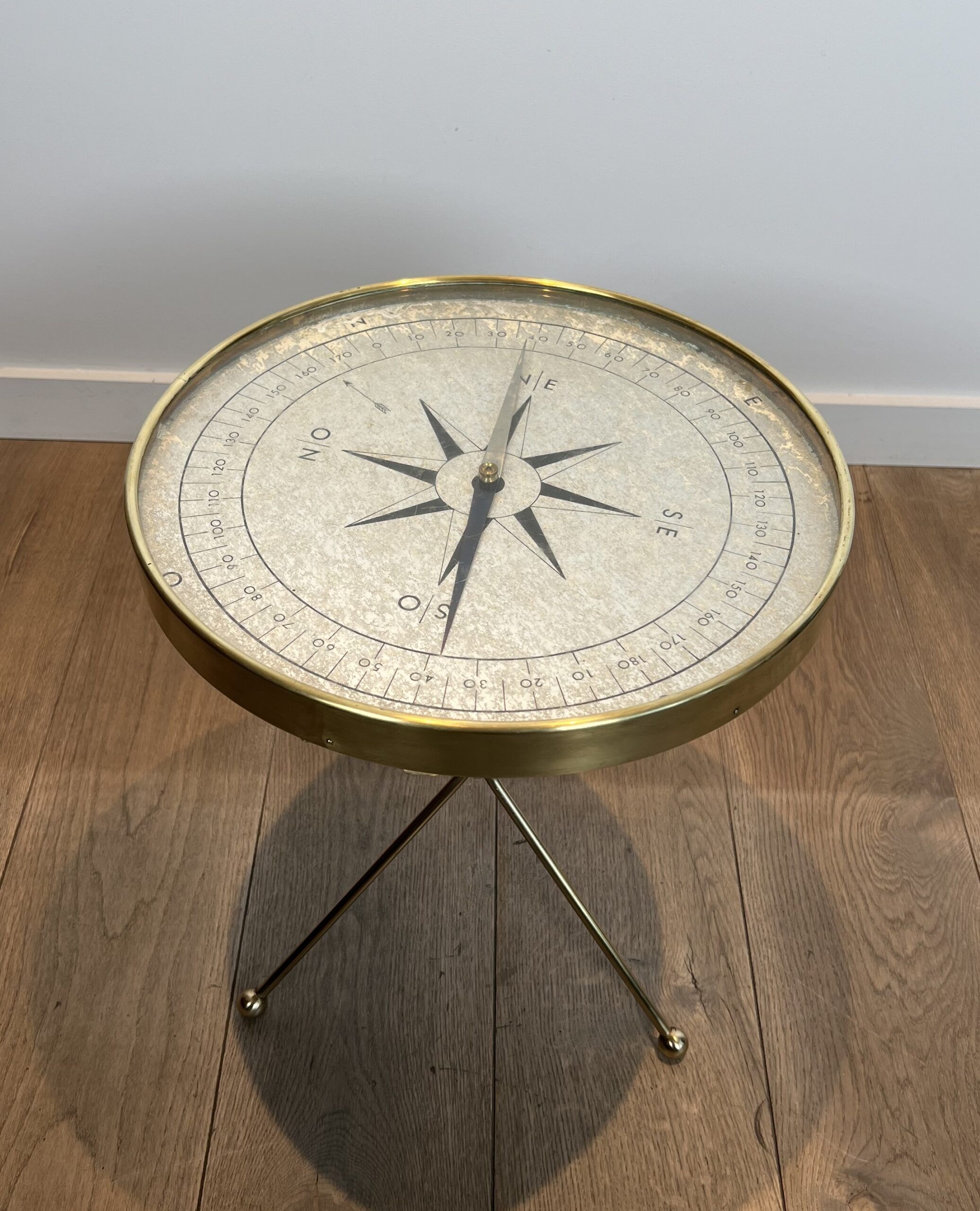 Round Brass "Compass" Side Table - Image 6