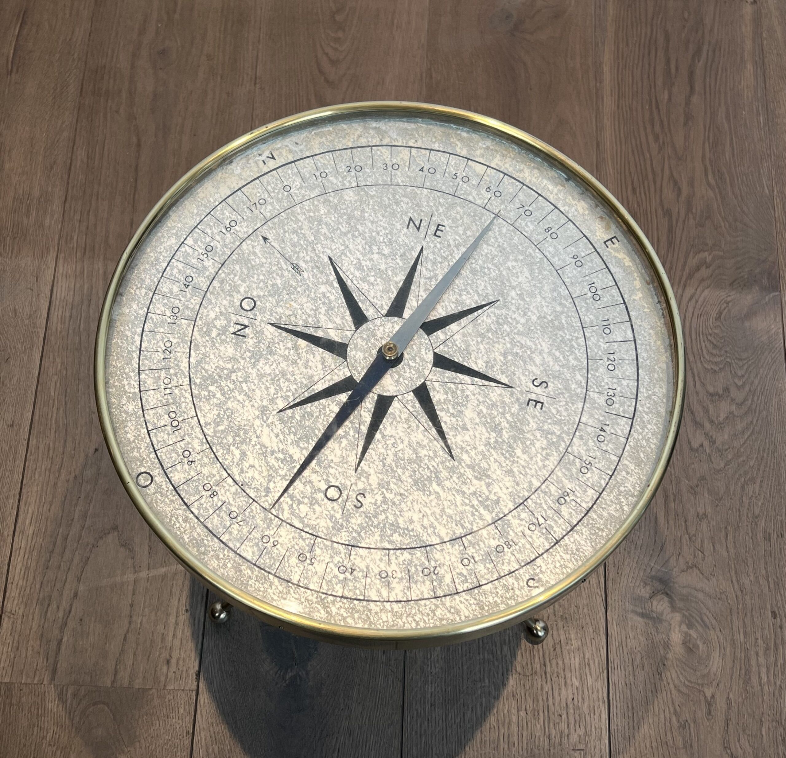 Round Brass "Compass" Side Table - Image 7