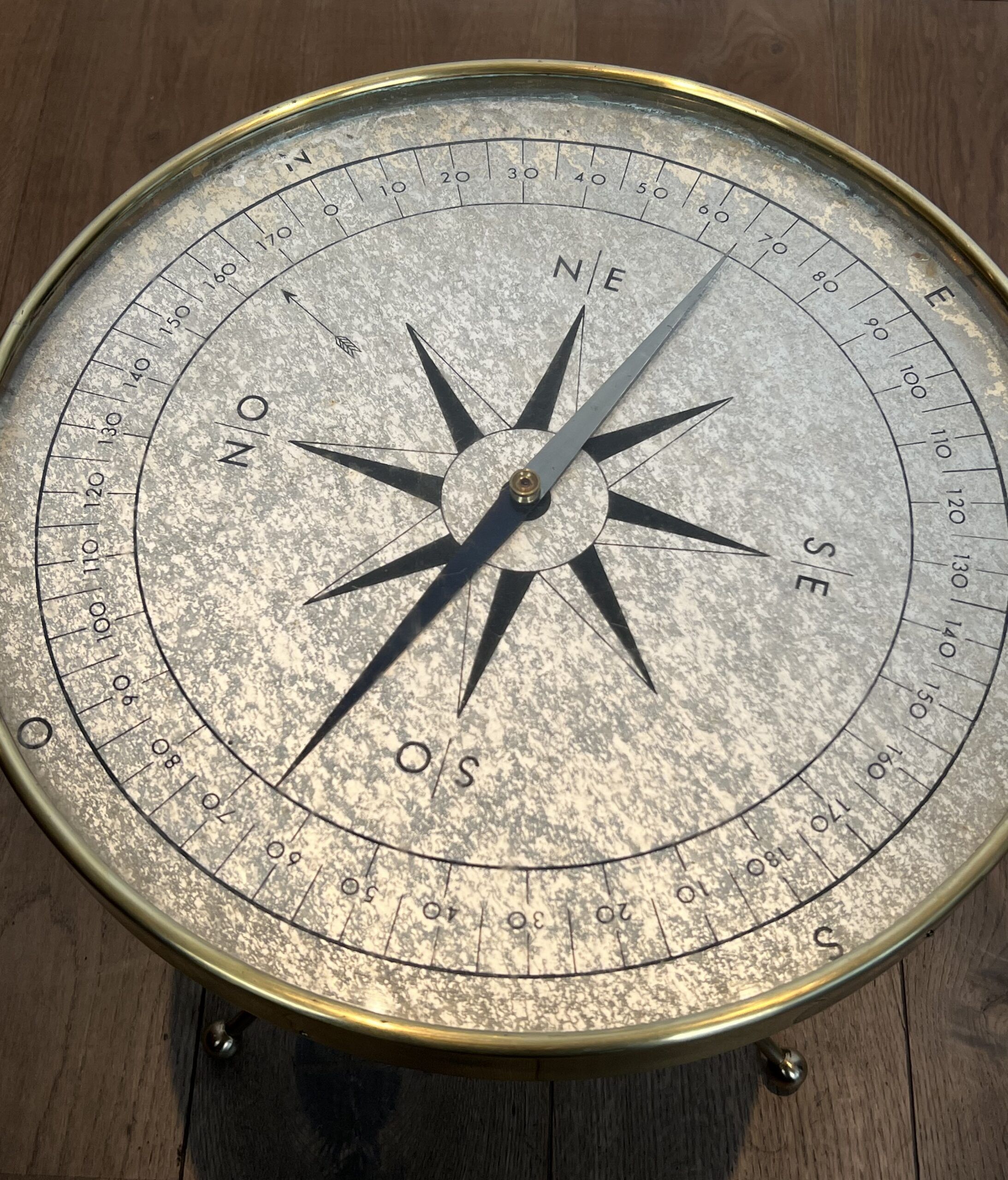 Round Brass "Compass" Side Table - Image 8