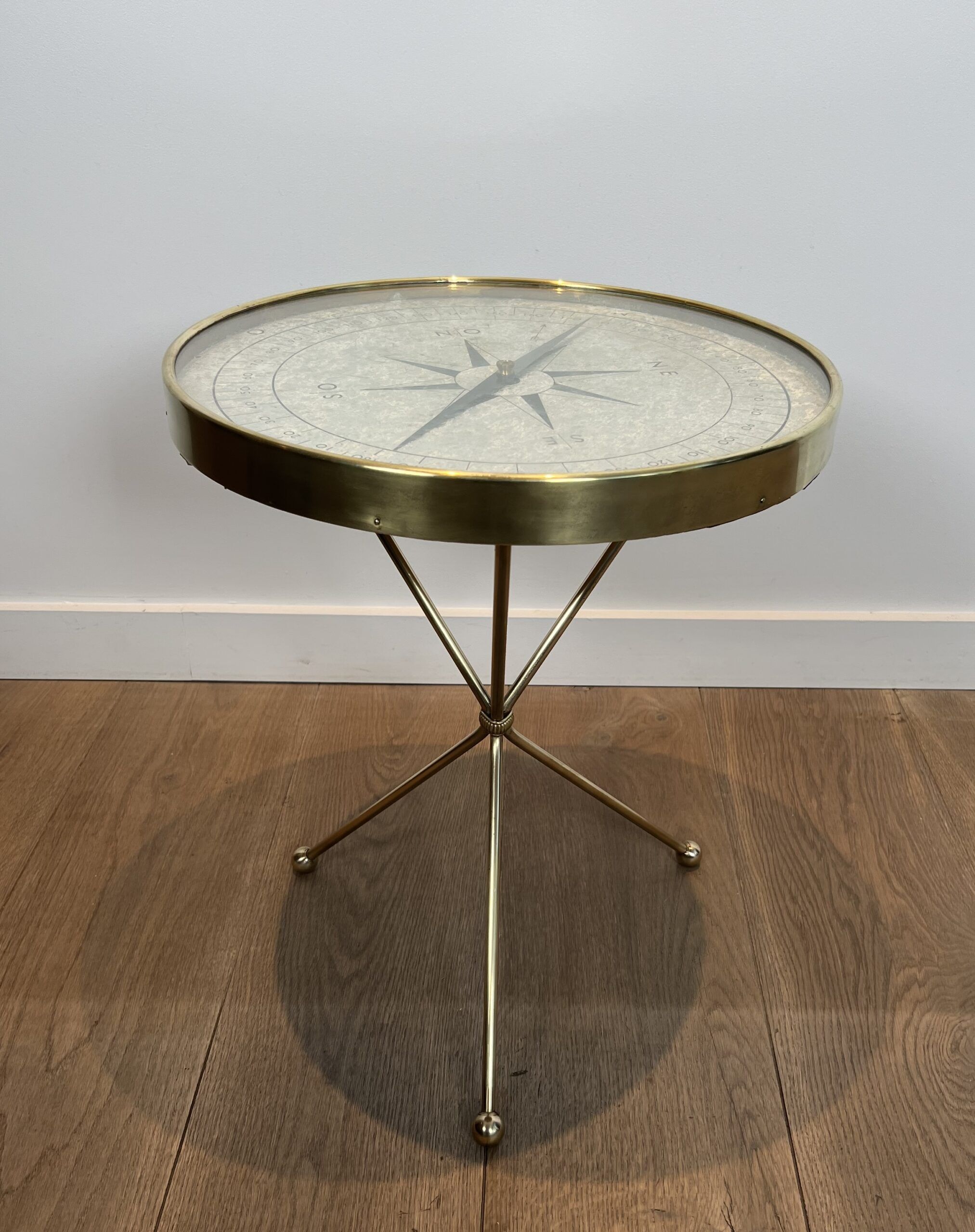 Round Brass "Compass" Side Table - Image 12