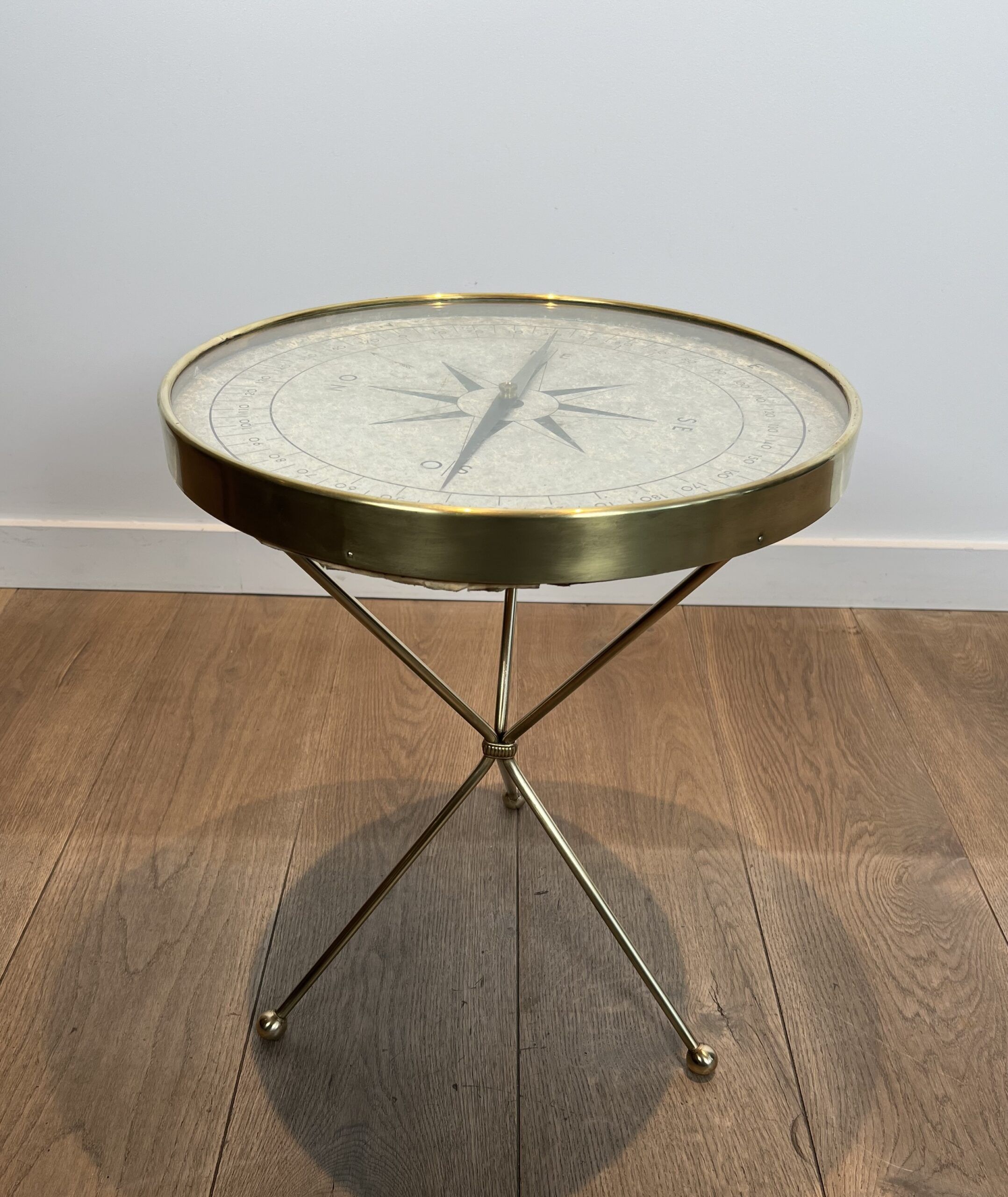 Round Brass "Compass" Side Table - Image 13